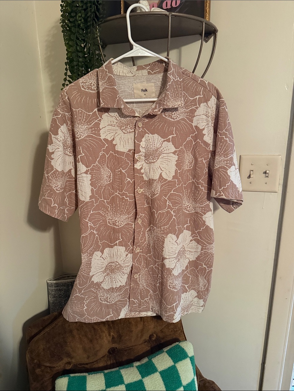 Folk Clothing Maui Floral Linen-Blend Button Down Short Sleeve Shirt
